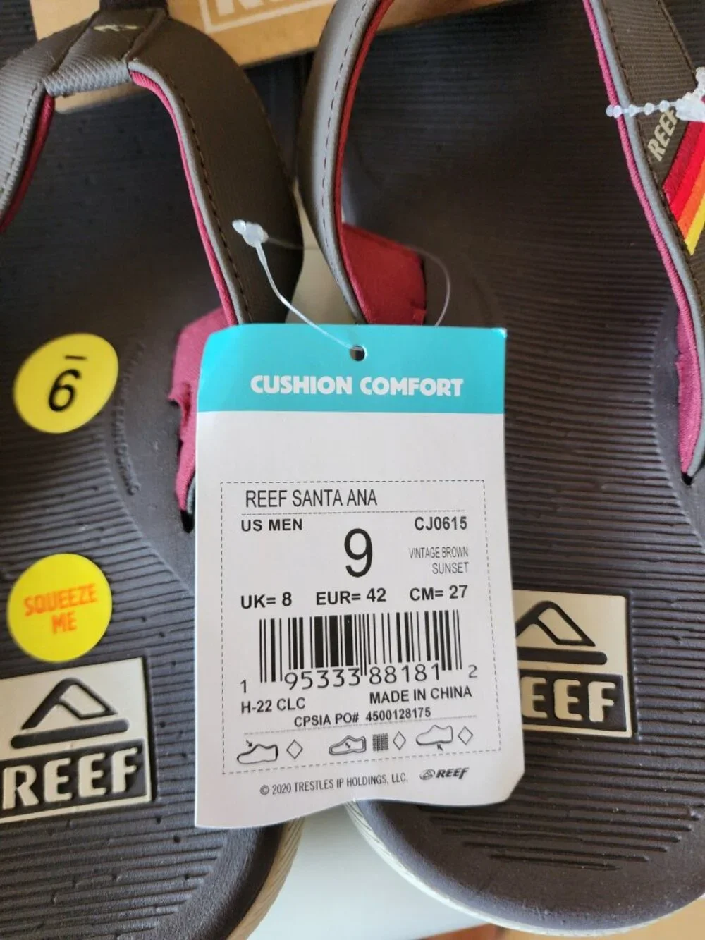 Reef Santa Ana Cushion Comfort Sandal Flip Flop US Men's size US 9 NWT NEW